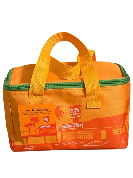 Trader Joe'S Handbags - Trader Joe's Mini Insulated Lunch Bag in Bright Orange with Green Accents NEW